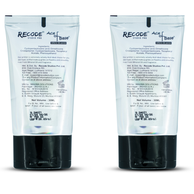 Recode Makeup Primer Combo (2x30 ml) for Oily Skin & Dry Skin  - Ace Of Base Primer 60 ml