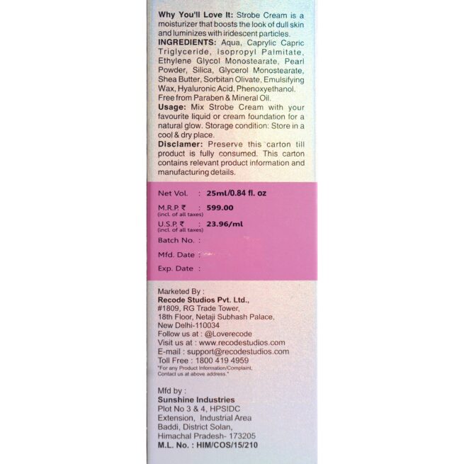 Rose Gold Strobe Cream with Hyaluronic Acid Extract - 25 ML