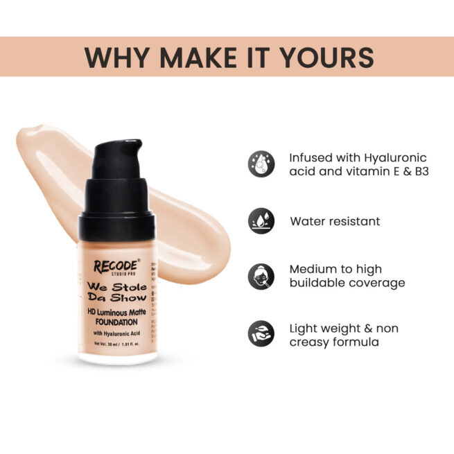 01 HD Luminous Matte Foundation 30 ML 01 India