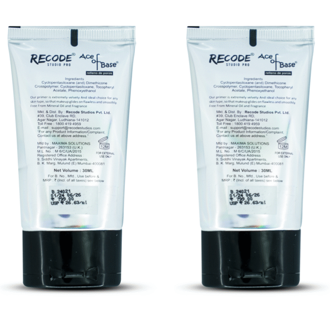 Recode Makeup Primer Combo (2x30 ML) for Oily Skin & Dry Skin  - Ace Of Base Primer 60 ML